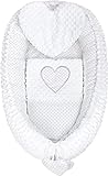 ALUSHBABY | Baby Nestchen Bett WeiÃŸ (55x75 cm Baby Cocoon, 100% Baumwolle Babynest Mit Kissen Und Decke Antiallergische Faser, als Baby Reisebett, Kuschelnest Baby Geeignet) Oeko-Tex Zertifiziert