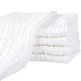 Yoofoss Mullwindeln Spucktücher 5er Set 65x65 cm Mulltücher 100% Baumwolle Stoffwindeln Saugstark Faltwindeln für Baby Premium Qualität Weiß