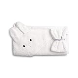 saewelo Kapuzenbadetuch, Geschenk für Babys und Kinder, 100% Bio-Baumwolle, Oeko-Tex, 100x100 cm (Weiß)