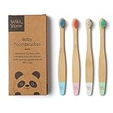 Wild & Stone | Bio-Baby-Bambus-Zahnbürste | 4 Stück | Weiche Faserborsten | 100% Biologisch Abbaubarer Griff | BPA-Frei | Vegane Umweltfreundliche Baby-Zahnbürsten (Mehrfarbig)