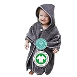 MABYEN Premium Baby Kapuzen Babybademantel Baby Poncho – 100% Baumwolle, OEKOTEX Standard 100, bis 3 Jahre, Babyhandtuch mit Kaputze, 50x70 cm, dunkelgrau