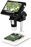 LCD Digital Mikroskop, WADEO 4,3 Zoll 720P HD 1000X Vergrößerung Zoom Nachladbare Batterie Endoskop mit 8 LEDs für die Reparatur, Wiederaufladbarer Akku, Mikroskop Kinder Kompatibel mit Mac, PC