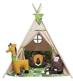 Izabell Kinder Spielzelt Tipi Set fÃ¼r Kinder drinnen drauÃŸen Spielzeug Zelt Indianer Indianertipi mit Fenster und mit ZubehÃ¶r Tipizelt URBAN Jungle