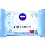 NIVEA BABY Soft & Cream Feuchttücher (12 x 63 Stück), feuchte Tücher zur sanften Reinigung empfindlicher Babyhaut, extraweiche Tücher mit pflegender Softcreme