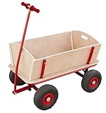 Bollerwagen Holz Kinder Luftreifen 100kg für alle Gelände geeignet (Holzbollerwagen mit pannensicheren PU-Reifen)