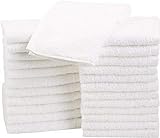 Amazon Basics Waschlappen aus Baumwolle, 24 Stück, Weiß, 30 L cm x 30 B cm