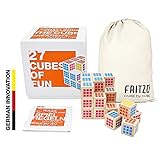 FRITZO® Cube Würfelspiel & Knobelspiel für Erwachsene, Jugendliche & Kinder | 3D Zauberwürfel als Familienspiel | Holzspiel | Qualität für Generationen