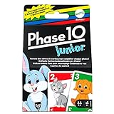 Mattel Games Phase 10 Junior - Rommé-artiges Spiel mit mehreren Spielebenen, 56 Karten mit Tierbildern, für 2 bis 4 Spieler, für Kinder ab 4 Jahren, GXX06
