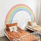 funlife Fabric Wandaufkleber mit weicher Stoffeffekt, selbstklebend Pastell bunt Regenbogen Wandsticker Wandbild für Kinder, bunte Wandtattoos für Kinderzimmer Babyzimmer Schlafzimmer, Größe L