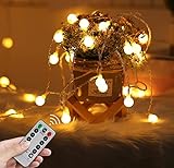 2 Stück 100 LED Kugel Lichterkette mit Batterie,OxyLED Lichterkette Mit Fernbedienung Timer,8 Modi IP65 Wasserdicht 15m lichterkette Außen Innen für Party,Garten,Weihnachten