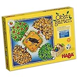 Haba 4170 - Obstgarten Spannendes Würfelspiel, mit 40 Früchten aus Holz und leicht verständlichen Spielregeln, beliebtes Brettspiel ab 3 Jahren