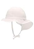 Sterntaler Sonnenhut - Unisex Sommerhut - UV-Schutz 50+ Mütze mit breiter Krempe und Größenregulierung - Nackenschutz - Bindebänder - Baby und Kinder Kopfbedeckung aus Popeline (Bio) - weiß, Größe 45