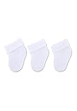 Sterntaler Erstlingssocken 3er Pack uni - Baby Socken mit Innenfrottee und Umschlag - hautsympathische Neugeborenen Socken mit hohem Baumwollanteil - Unisex Strümpfe einfarbig, weiß, Größe 0