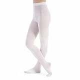 tanzmuster ® Ballettstrumpfhose Mädchen - Lena - kein Kratzen und Rutschen, äußerst strapazierfähig (keine Laufmaschen), Strumpfhose fürs Kinder Ballett in weiß, Größe 92-110