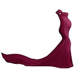 IMEKIS Damen Mutterschafts Kleid Ärmellos Off Shoulder Schwangerschaftskleid Fotoshooting Partykleid Lang Schwangere Ballkleid Festlich Schleppkleid Babydusche Fotografie Requisiten Weinrot