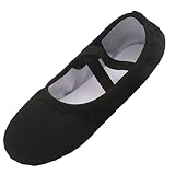 ZDQ Ballettschuhe Mädchen Gymnastikschuhe Damen Ballerina Schuhe Ballettschläppchen Kinder Tanzschuhe Ballett Schläppchen Leder Turnschläppchen Frauen Schwarz 36