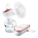 Tommee Tippee Made for Me Elektrische Einzel-Milchpumpe, Starke Saugkraft, Angenehmer Tragekomfort, wiederaufladbar über USB, leise, tragbar, Express-Modi, samt Babyflaschen