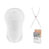 Hylat Baby Babybadewanne mit Thermometer, Gestell und Abfluss - ergonomisch und komfortabel für Neugeborene und Babys
