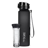 720°DGREE Trinkflasche “uberBottle“ softTouch +Früchtebehälter - 650ml - BPA-Frei - Auslaufsichere Wasserflasche für Kinder, Schule, Uni, Sport, Fitness - Tritan Sportflasche - Leicht & Bruchsicher