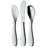 WMF Knuddel Kinderbesteck Mini 3-teilig, Kinderbesteck ab 1 Jahr, Cromargan Edelstahl poliert, Gravurgeschenk, spülmaschinengeeignet