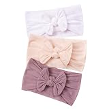 TinaDeer 3 Stücke Baby Stirnband Mädchen mit geknotet Stirnbänder Knoten Stirnband Elastisch Schleifen Turban Haarband Head Wraps für Kinder Kleinkinder Säuglinge (One Size, F)