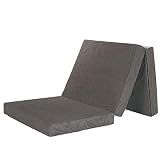 LCP Kids 2in1 Klappbare Gästematratze 195 x 80 cm – Als Gästebett Schaumstoffmatratze oder als bequemer Sitzhocker – GRAU