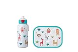 Mepal Pausenset Campus Animal Friends – Trinkflasche und Brotdose mit Bento-Einsatz – ideal für Schule und Freizeit – spülmaschinenfest, ABS, 0 mm, 2