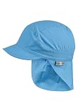 Sterntaler Schirmmütze Nacken Basic - Unisex Baby- und Kinder Mütze mit Nackenschutz - UV-Schutz 50+ Hut aus Popeline (Bio) - leichte Sommer Kopfbedeckung mit Gummiband - samtblau, Größe 53
