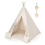 MAMOI® Kinderzelt für drinnen, Spielzelt für Kinder Indoor, Tipi Zelt für kinderzimmer, Tippi mädchen, Kinderspielzelt mit Matte und Kissen, Spielhaus für Zimmer, Tent for Kids