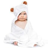 LATTCURE Kapuzenbadetuch Kuschelig und Warm aus Bambusfaser Badetuch Handtuch mit Kapuze für Babys und Kleine Kinder Kapuzenhandtuch 90 * 90 CM