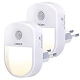 Useber LED Nachtlicht Steckdose mit Bewegungsmelder,[2 Stück] LED Nachtlicht(EIN/AUTO/AUS),Warmweiß Nachtlicht Kinder für Kinderzimmer, Treppe,Schlafzimmer,Steckdosenlicht,Orientierungslicht