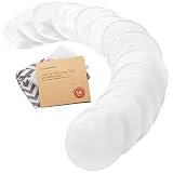 Keababies Bio Bambus Stilleinlagen - 14 Stilleinlagen Waschbar + Wäschebeutel - Wiederverwendbare Breast Pad für die Mutterschaft - Waschbar, Weich und Saugfähig (Soft White, M 11.7cm)