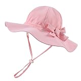 Pesaat Baby Sonnenhut Mädchen Sommermützen UV-Schutz mit Schleife Kinder Sommerhut Baby Mädchen Mütze Sommer (Rosa, 1-2Jahen)