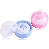 Baby-Puderquasten, Kosmetikpuder-Quasten, Kit mit Behältern, Blau und Rosa, 2 Stück