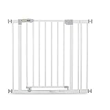 Hauck Treppenschutzgitter / Türschutzgitter Open N Stop incl. 9 cm Verlängerung, für Breiten 84 - 89 cm, ohne Bohren, Einhändiges Öffnen, Beidseitig Schwenkbar, Metall, Weiß