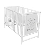Dedstore-Baby Babybett Kinderbett Gitterbett Bett Motiv Bärchen 120x60 Weiß mit Schaumstoff Matratze Sweet Dreams