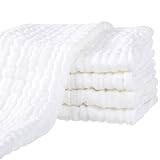 Yoofoss Mullwindeln Spucktücher 5er Set 65x65 cm Mulltücher 100% Baumwolle Stoffwindeln Saugstark Faltwindeln für Baby Premium Qualität Weiß