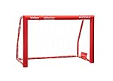 HUDORA Kinder & Erwachsene Fußballtor Expert 300 Edition | Garten Fußball-Tor aus Stahl im exklusiven Kicker Design, rot