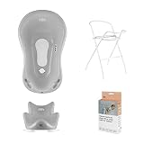 Hylat Baby Set: Baby Badewanne mit Thermometer, Gestell & Stöpsel, Badewannensitz, Ablaufschlauch - stabil und bequem - für Neugeborene und Babys