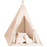 Totsy Baby Tipi Zelt für Kinder Spielzelt Tippi Kinderzelt Kinderzimmer Teepee Indianerzelt Outdoor Indoor Modell 2 mit Spielmatte und 3 Kissen Aprikosenfarbe