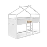 VitaliSpa Hochbett Merlin - Spielbett Kinderbett Erle weiß Jugendbett Hausbett
