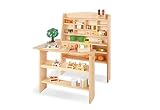 PINOLINO Kaufladen Emma, Spielküche aus Holz, ohne Kinderküchenzubehör, standfeste Kinderküche, Kinder Kaufmannsladen, Spielzeug ab 3 Jahre, Maße B 92 x T 94 x H 110 cm, unbehandelt