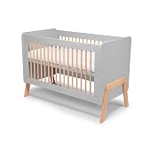 skiddoü Kinderbett Krubb Holzgitterbett höhenverstellbar Sicherheitsgeländer herausnehmbar Sprossen massives Buchenholz Buche on 0 bis 4 Jahre ökologische Farben für Matratzen, 120 x 60 cm