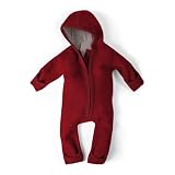 Ehrenkind® WALKOVERALL | Baby Wollwalk-Overalls aus Natur Schurwolle mit Reißverschluss | Walk Wolle Woll-Anzug für Kleinkind und Baby Mohnrot Gr. 86/92