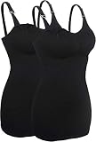 2X Still-Tops Nahtlose ohne Bügel und weichen Schwarz Unterwäsche Unterhemden Still-Shirt M