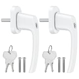 AUTOUTLET Fenstergriff Aluminium, 2 Stück abschließbar Sicherheitsfenstergriff Fensterschloss Kindersicherung mit Schloss in Stiftlänge 35mm, Gleichschließend Windows Balkontürgriff(weiß)