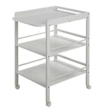 Geuther 4842 Wickelregal Clarissa Breite: 56 cm Wickeltisch 4 Feststellrollen mit Zwei Ablageflächen aus massivem Buchenholz schadstofffrei in 3 Weiß
