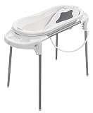 Rotho Babydesign TOP Xtra Badestation - wasserdicht - gross - Babybadestation - Babybadewanne - Babywanne mit Gestell - Babypflegeset - weiss