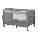 hauck Kinderreisebett Sleep N Play Go Plus mit Transporttasche, Rädern, Schlupf zum Spielen, Klein Zusammenklappbar, Baby Reisebett Kleinkind ab Geburt bis 15 kg (Grey)