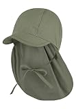 Sterntaler Schirmmütze Nacken - Unisex Baby- und Kinder Mütze mit Nackenschutz und einsteckbaren Ohrenklappen - UV-Schutz 50+ Sommermütze zum Binden - Popeline (Bio) Kopfbedeckung - mattgrün, Größe 49